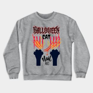 Halloween Cat Nail Art Crewneck Sweatshirt